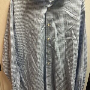 David Donahue Men's Blue Plaid Shirt size 17.5/ NWOT A53
